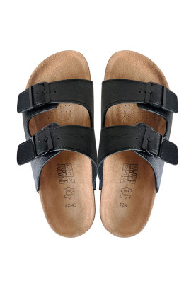Black leather sandals for women/men