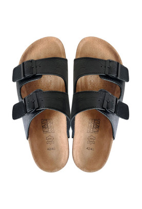 Black leather sandals for...