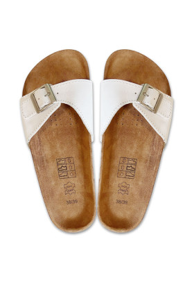 Cinnamon Leather Mules White