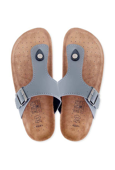 Leather & cork thong sandals (grey)