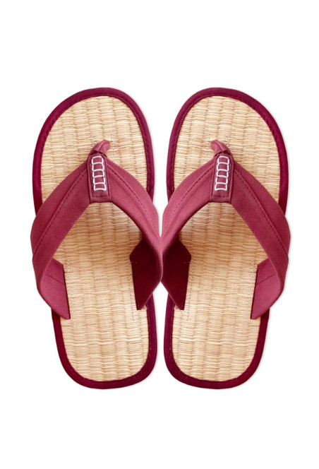 Dark red microfibre suede flip flops