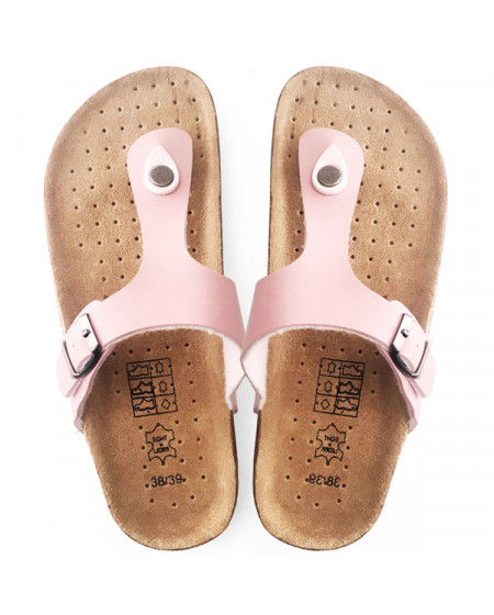 Erstklassige Leder Flip Flops Damen Rosa