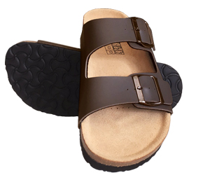 Kork-Leder Sandalen Dunkelbraun