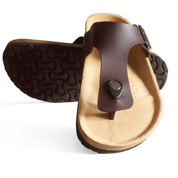 Leder-Kork Sandalen in Braun