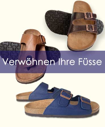 Entspannte Füsse dank unseren Leder & Kork Zimt-Sandalen